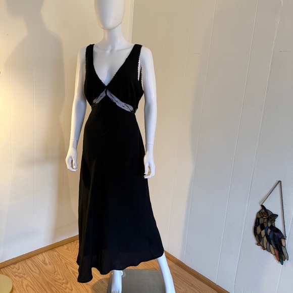 wild fable Dresses & Skirts - Wild Fable, Black, Long, Sleeveless, Lace, Back Tie, Large, Slip Dress, Target